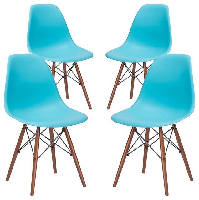 Set Of 4 Side Dining Chairs On 4 Angled Wood Legs With X Wires
