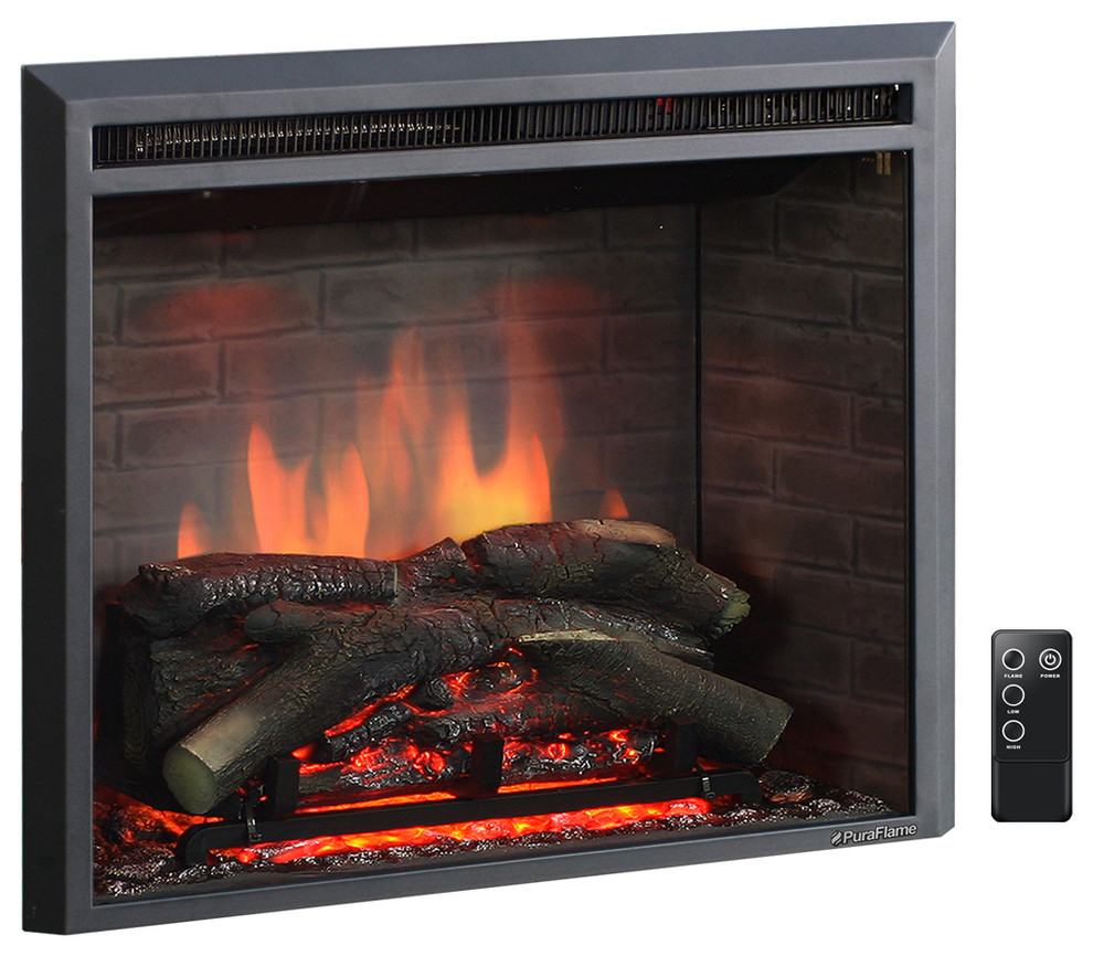 Puraflame Western Electric Fireplace, 33 Curved Fireplace Insert