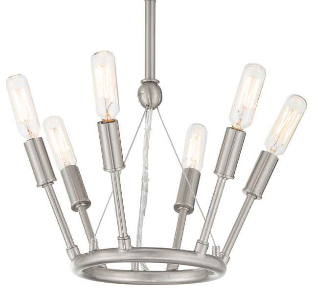Kovacs P1686084 Royalty 6 Light Semi Flush in Brushed Nickel