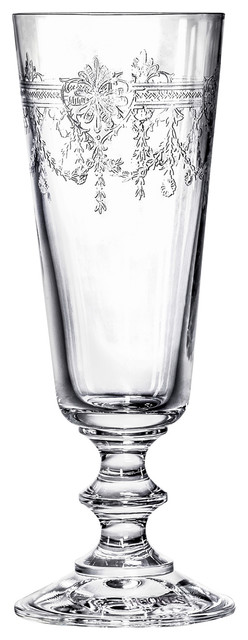 Rustic Victorian Clear Glass Flutes, Set of 6