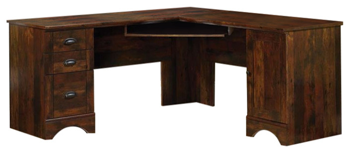 Sauder Harbor View Engineered Wood L-Desk in Curado Cherry