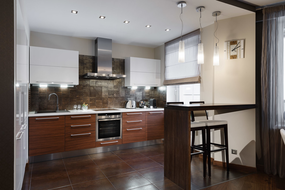 Photo of a mid-sized contemporary kitchen in Saint Petersburg.