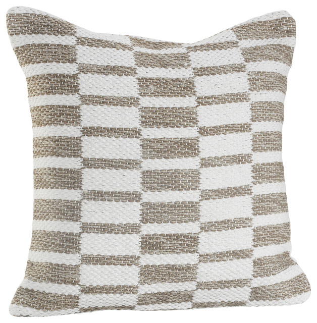 18 X18 Beige Dimensions Throw Pillow Contemporary Decorative
