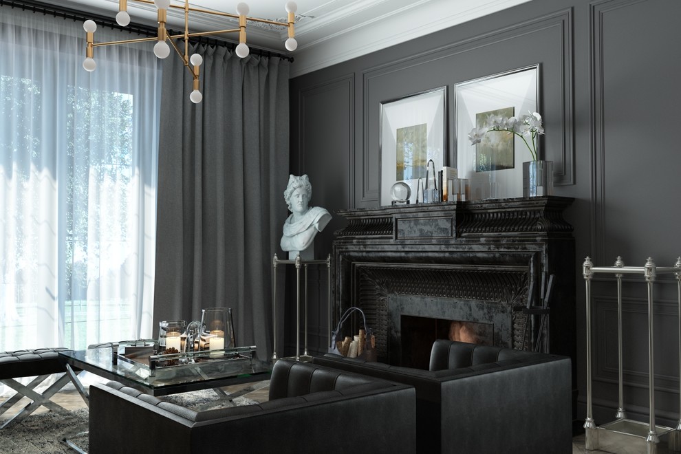 Дизайн-проект гостиной загородного дома в КП "Миллениум парк"