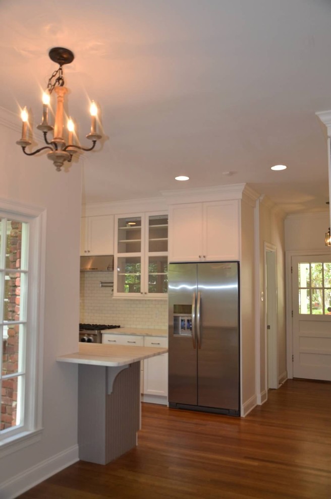 Example of a small transitional home design design