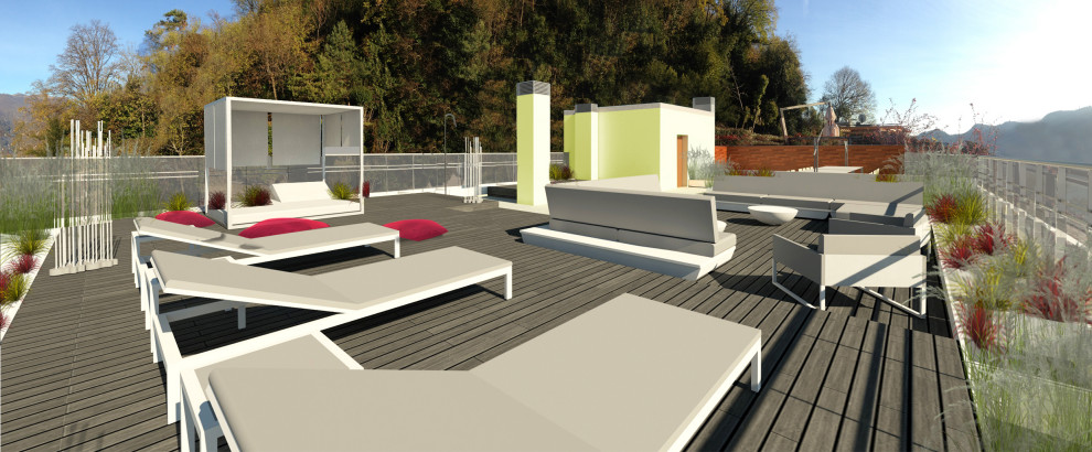 Ispirazione per un'ampia terrazza minimalista
