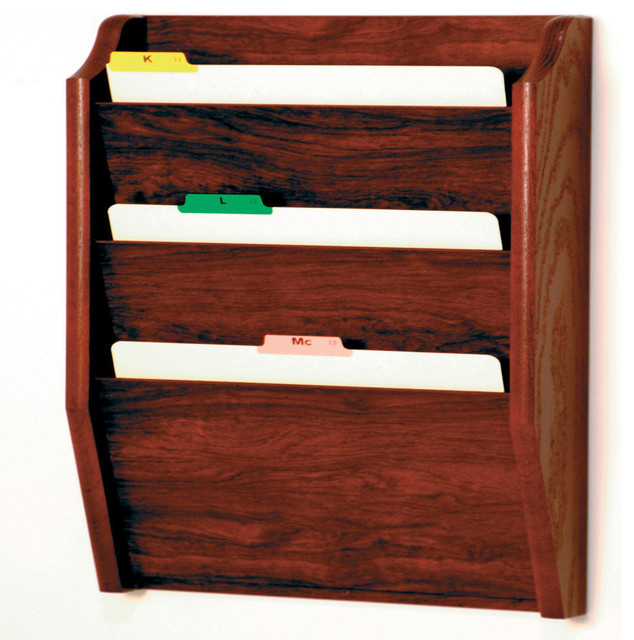 Wooden Mallet 3 Pocket Legal Size Wall File Holder In Mahogany Wooden Mallet 3 Pocket Legal Size Wall File Holder In Mahogany
