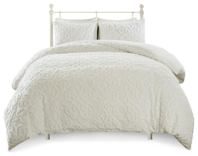 100 Tufted Cotton Chenille Duvet Cover Set, MP126103 Contemporary