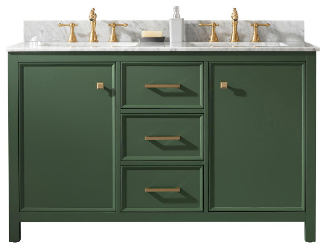 Legion Furniture 54" Green Finish Sink Vanity Cabinet With Carrara ...