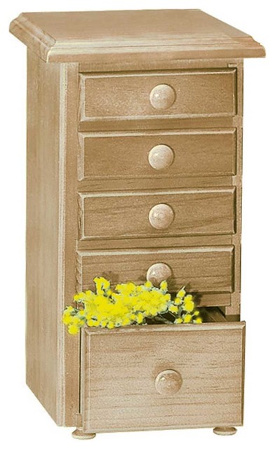 Kitchen Spice Chest Unfinished Pine 5 Drawer Transitional