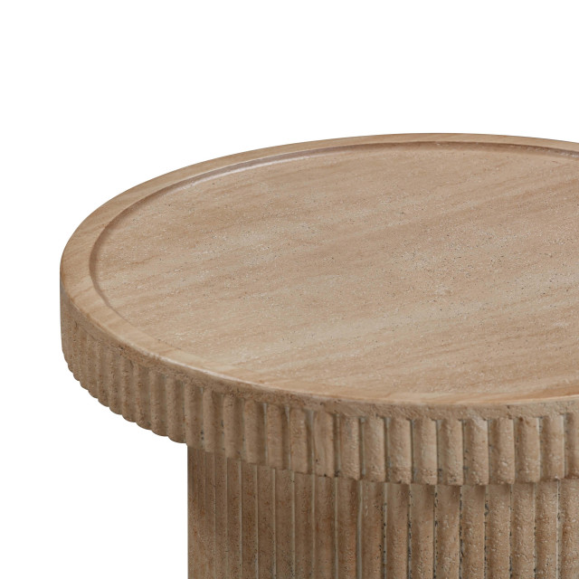 Darcy Faux Travertine Concrete Side Table - Travertine - Transitional ...