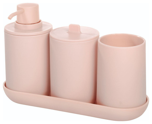 Cade Bath Accessories, 4Piece Set, Blush, 9.55/6.45/3.45 Contemporary Bathroom Accessory