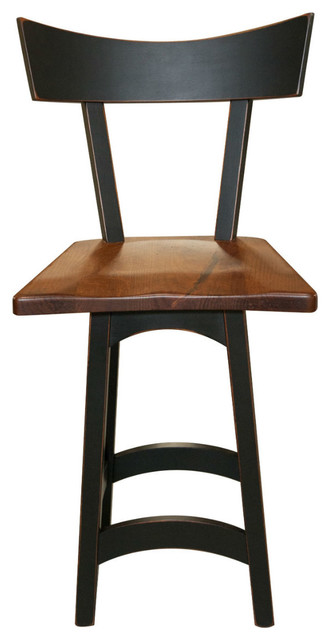 Rustic 24 Swivel Stool Solid Wood, Amish Made Wooden Bar Stools