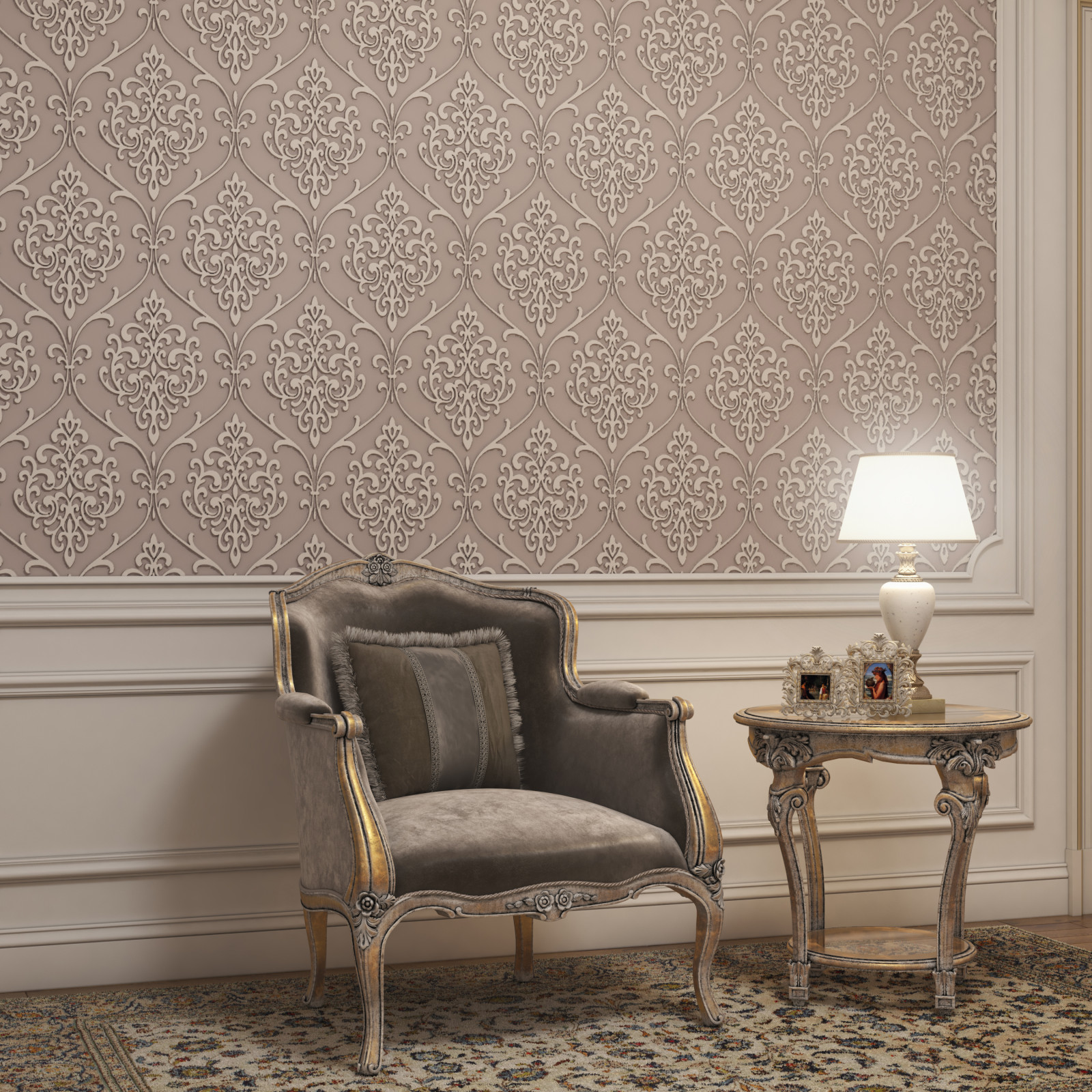 Гипсовые обои Wallcrusta в интерьере