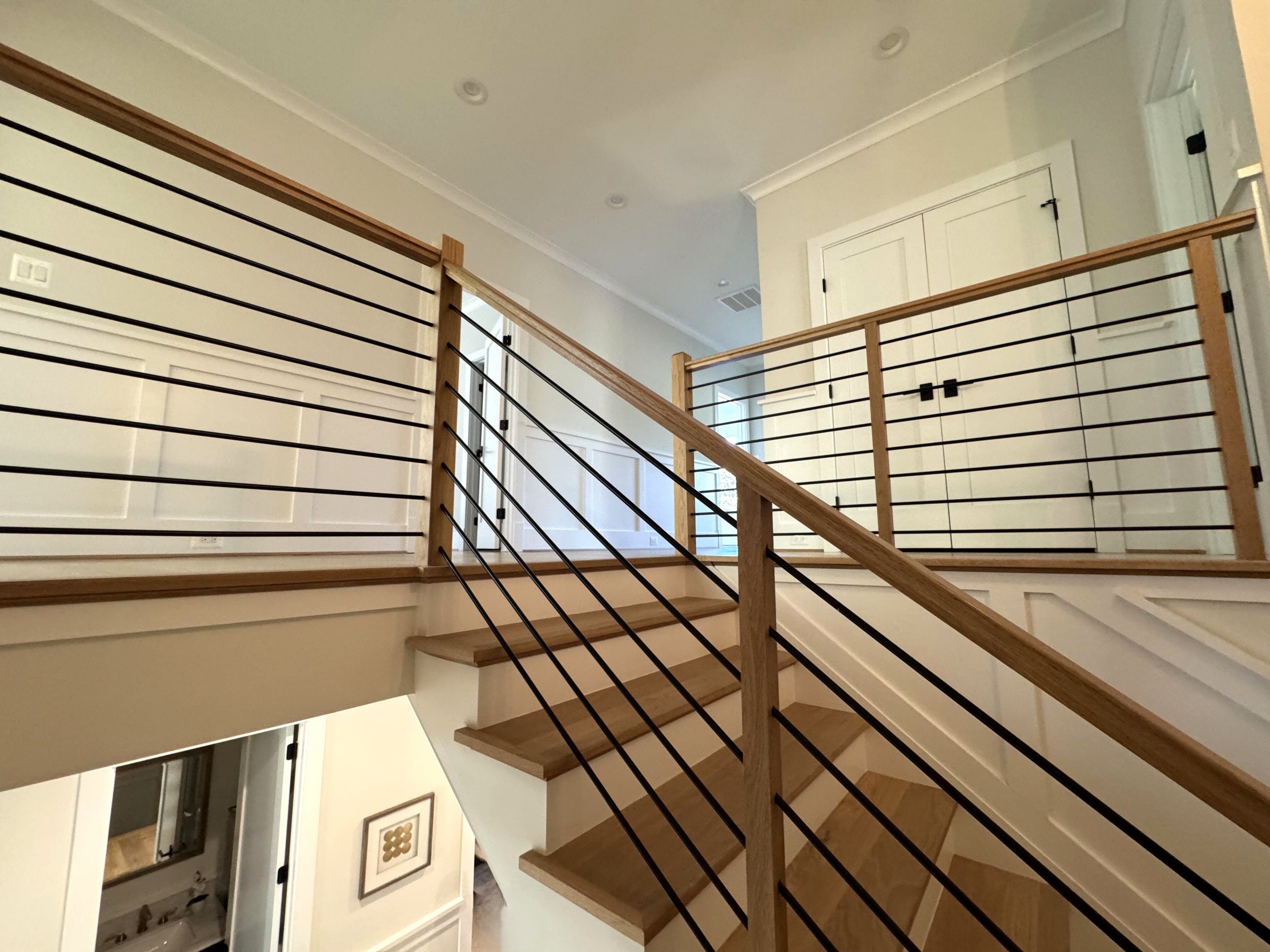 140_Modern White Oak Stair with Horizontal Bar Rail, Falls Church, VA 22043