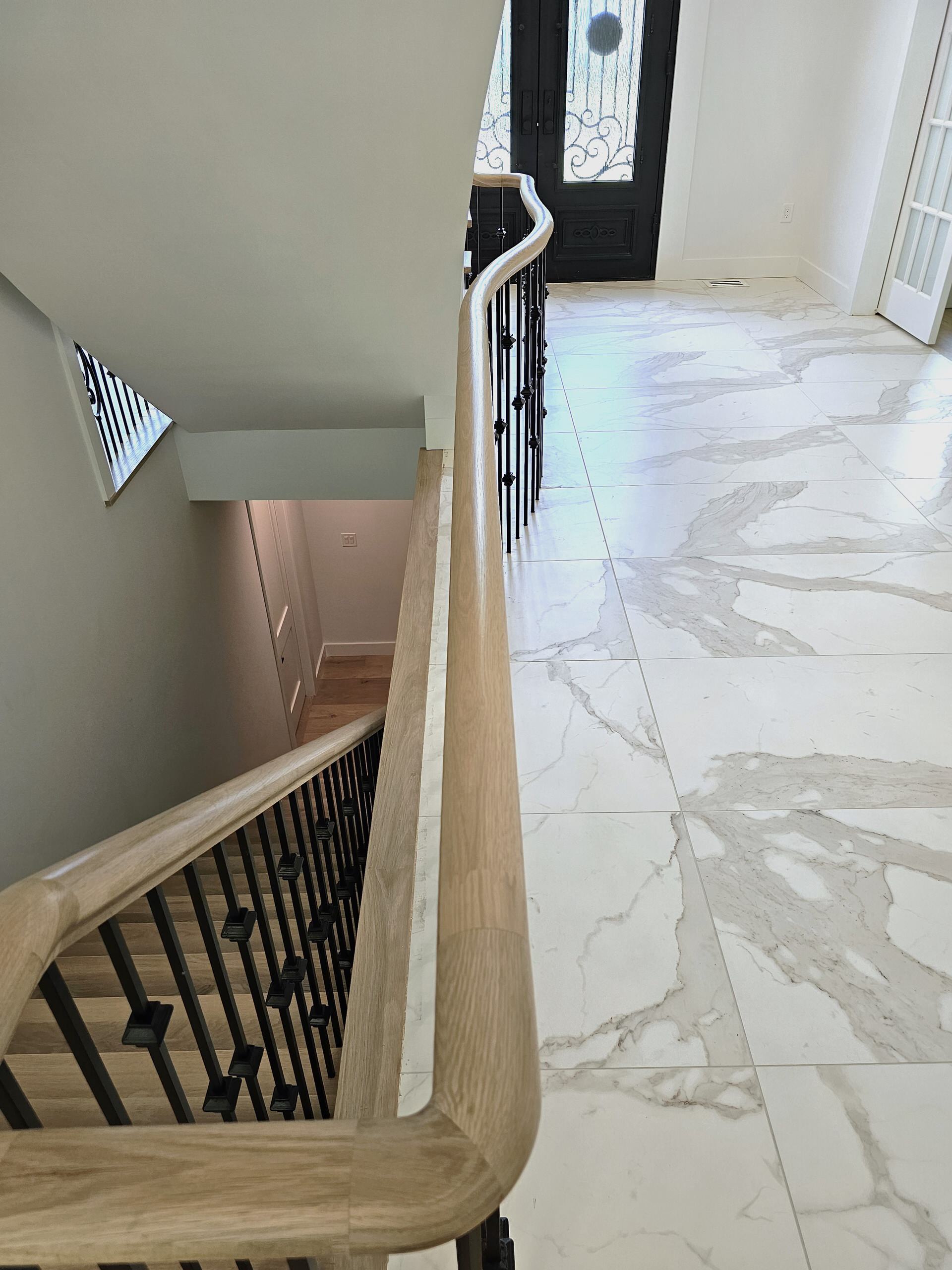 120_Luxurious White Oak Stair with Iron Balusters, Great Falls, 22066