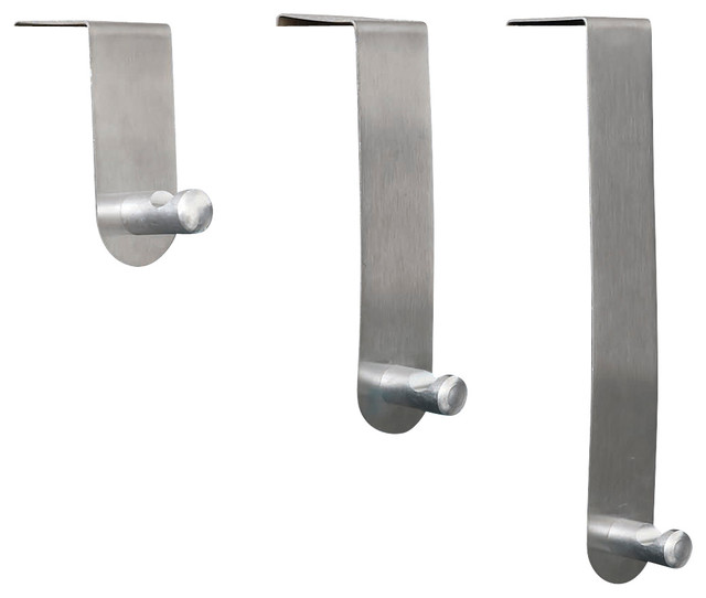 Brushed Stainless Steel Over The Door Hooks Hanger 3 sizes Set of 3
