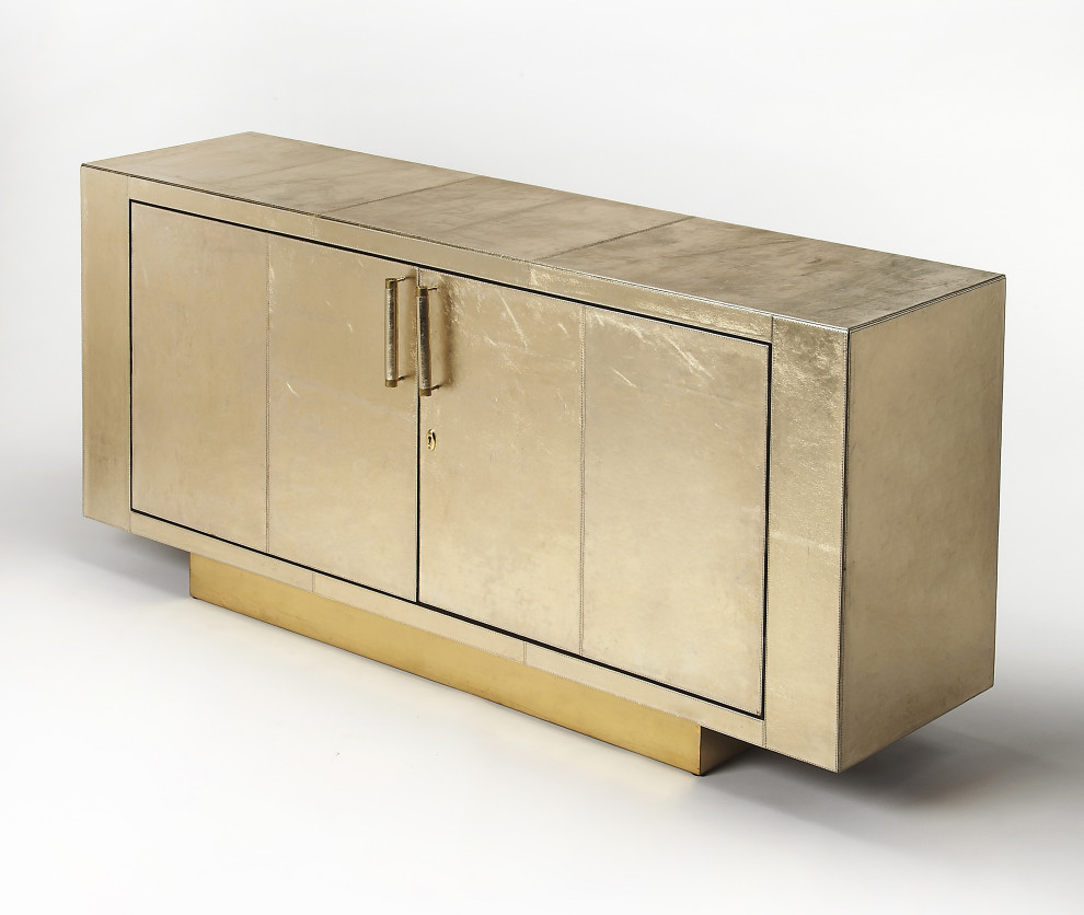 Francois Leather 70.5" Buffet Sideboard, Gold