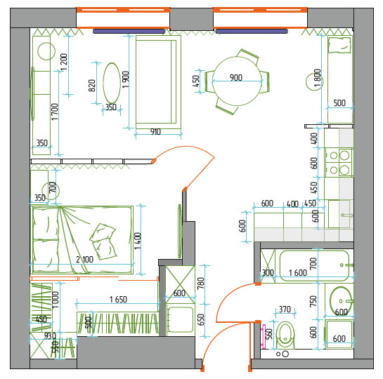 Планировочное решение студии 2