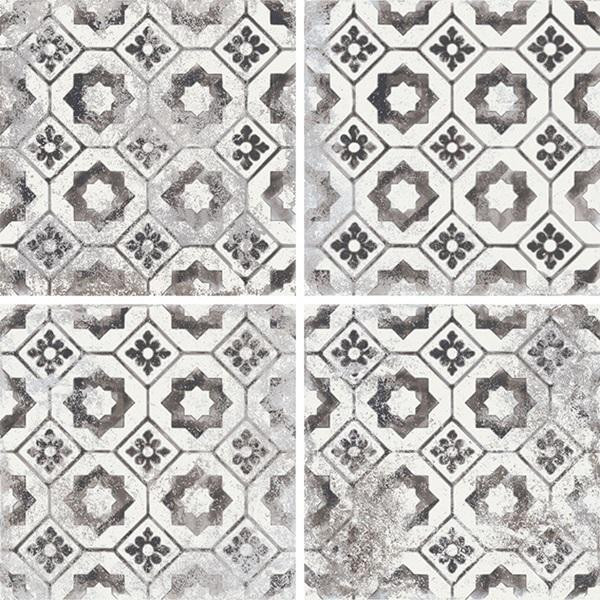 Mariner 900 8x8 Glazed Porcelain Pattern Floor Tiles, Nera Decor Maioliche 10, 8