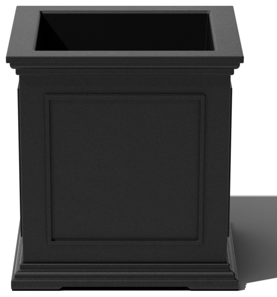 Brixton Cube Planter, 20", Black