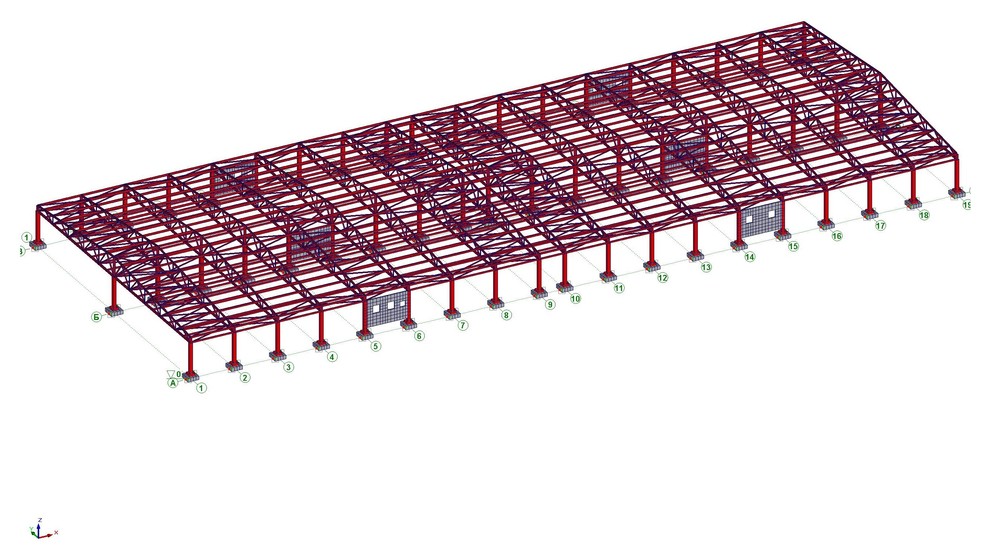 Расчет металлических ферм с опиранием на Ж/Б колонны