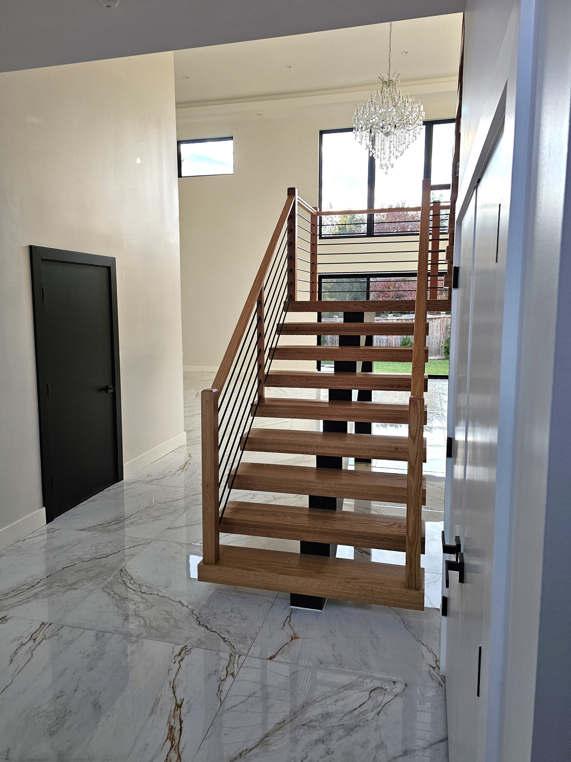 143_Modern Floating Red Oak and Metal Staircase, Sterling, VA