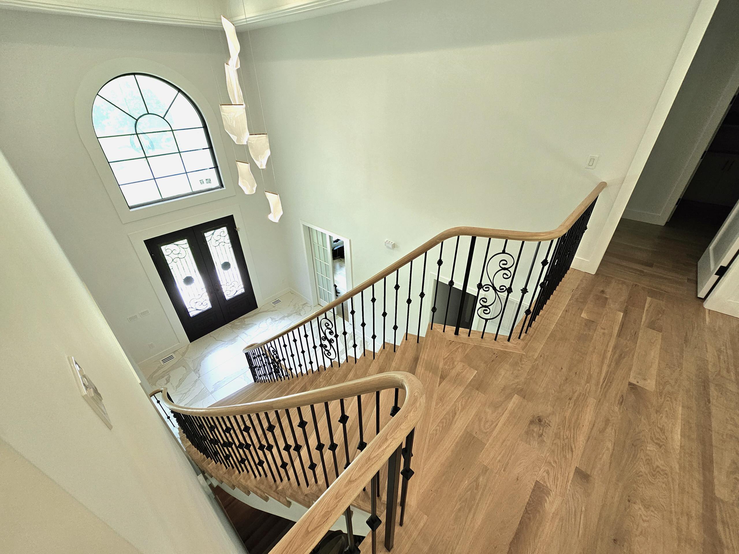 120_Luxurious White Oak Stair with Iron Balusters, Great Falls, 22066