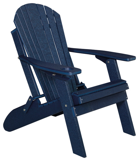 Deluxe Premium Poly Lumber Folding Adirondack Chair With Cup