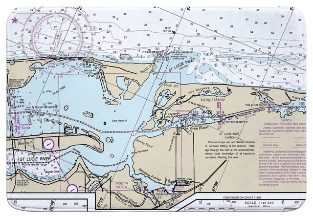 Fl St Lucie Inlet Fl Nautical Chart Memory Foam Bath Mat Contemporary Bath Mats By Island Girl Home Inc