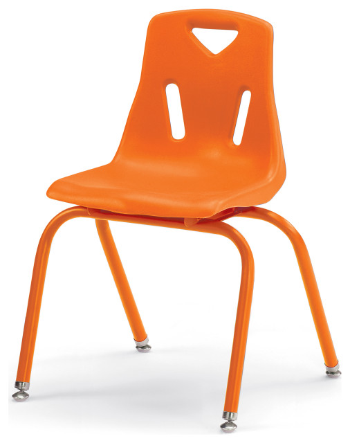 Berries Stacking Chairs with Powder-Coated Legs - 16" Ht - Set of 6 - Orange