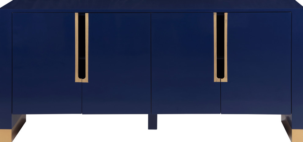 Florence Lacquer Sideboard/Buffet with Gold Finish, Navy
