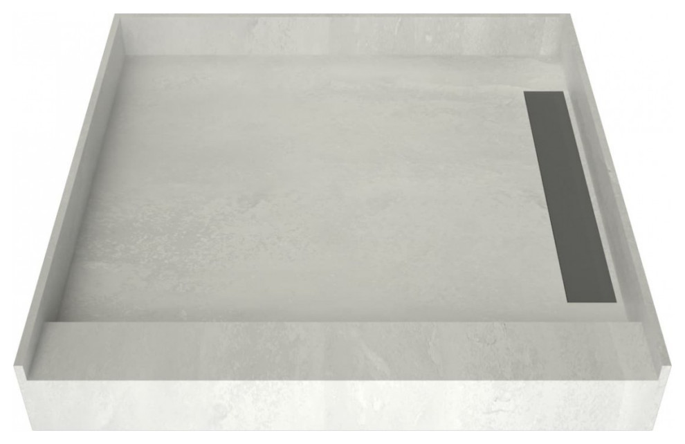 WonderFall Trench 36x36 Single Curb Shower Pan Right Drain