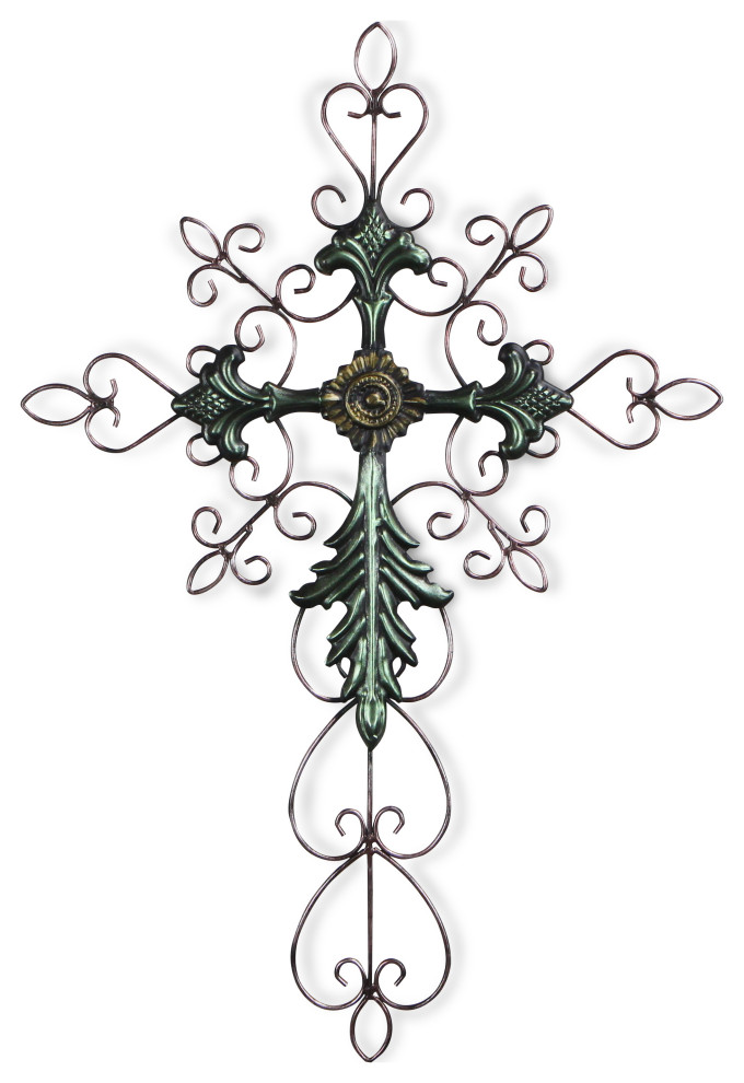 Chloe Decorative Wall Cross Traditional Metal Wall Art by