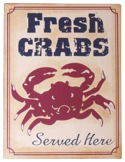 Metal Fresh Crabs Sign, 13"