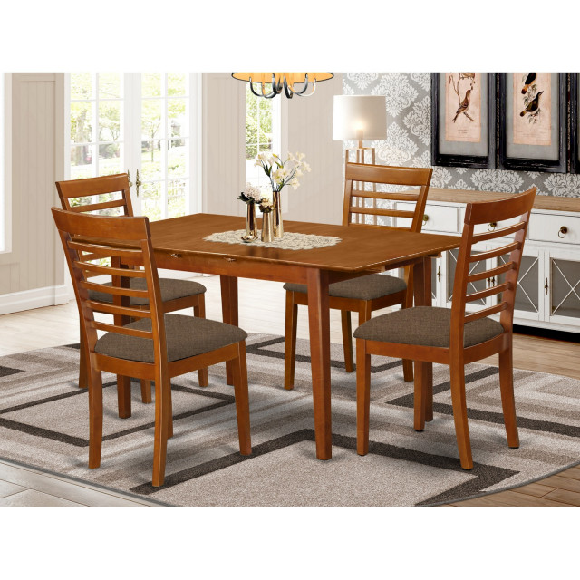 5 Pc Dinette Set - Table With Leaf And 4 Dining Chairs - Transitional ...