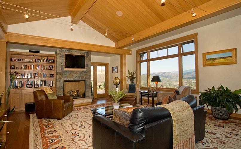 Photo of a contemporary living room in Denver.