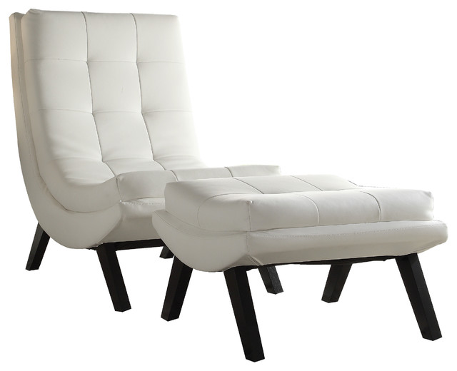 Tustin Lounge Chair and Ottoman Set, White
