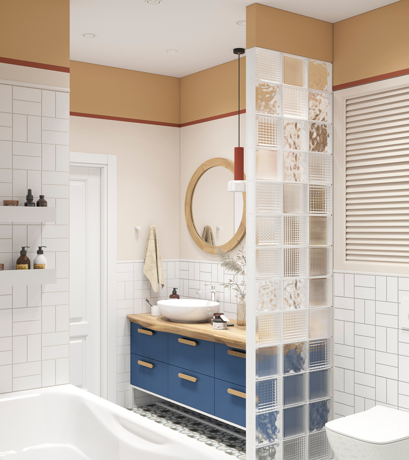 Ванная комната. Вид на тумбу