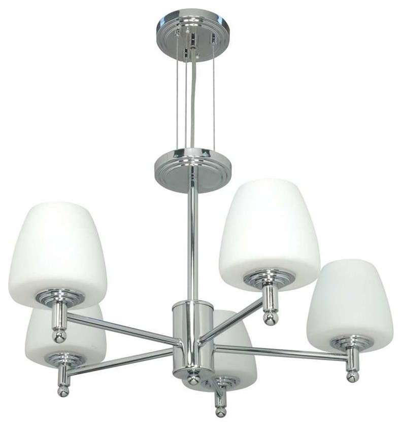 Nuvo Lighting 5 Light Chandelier in Polished Chrome and White Opal Glass