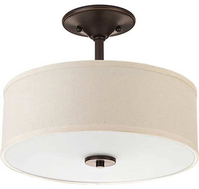 Progress Inspire 2 Light 13 Flush Mount Antique Bronze Fabric Progress Inspire 2 Light 13 Flush Mount Antique Bronze Fabric