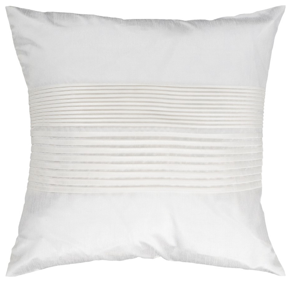 Solid Pleated by Surya Poly Fill Pillow, White, 22' x 22'