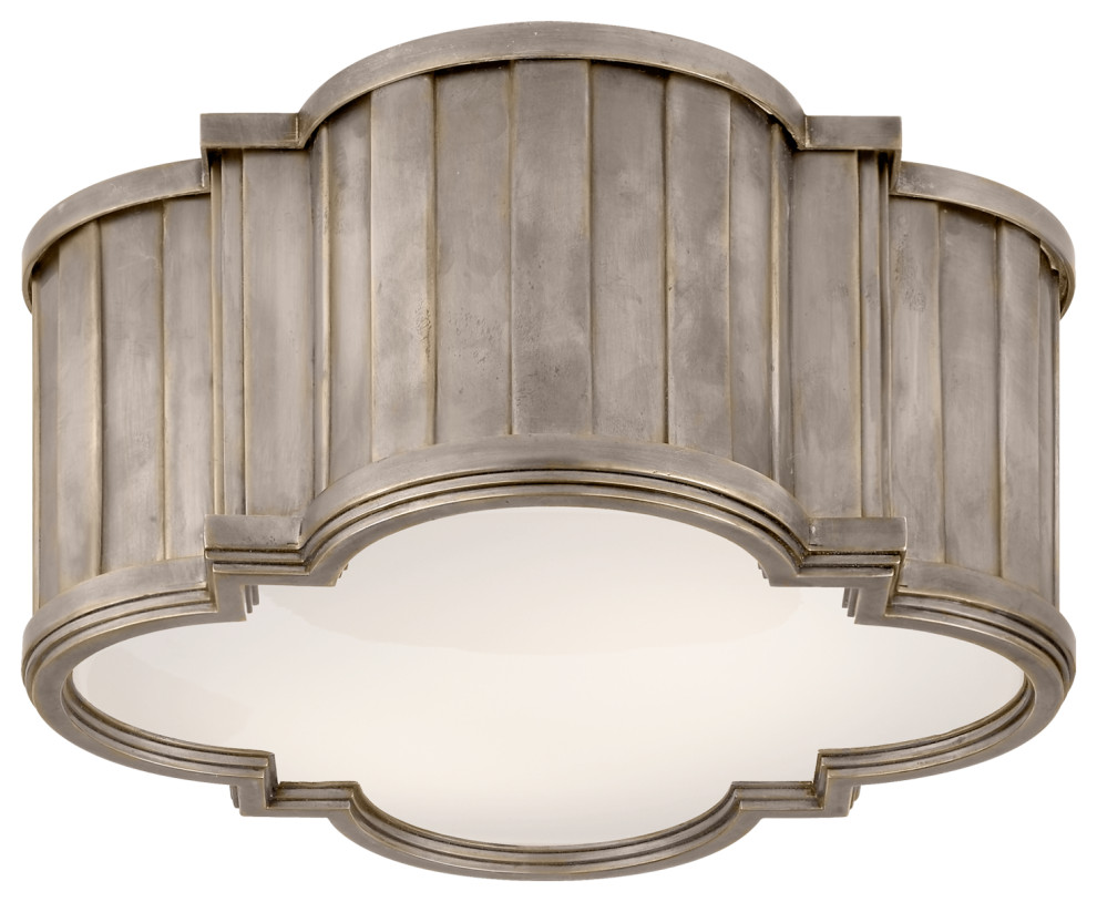 Tilden Small Flush Mount in Antique Nickel with White Glass