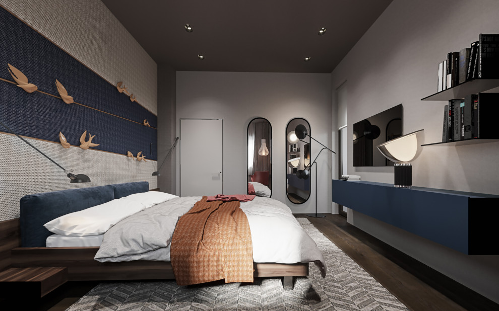 Спальня в современном стиле  в колониальных тонах