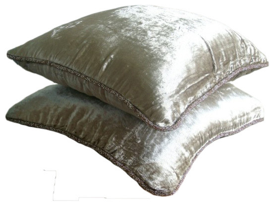 Pearl Beige Shimmer Pillow Covers 20"x20" Velvet, Pearl Shimmer