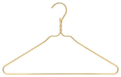 Metal Clothing Hangers, Gold, Set of 10