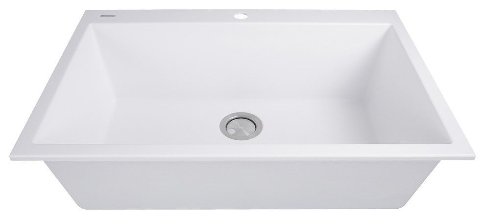 Nantucket Sinks 33" Dual Mount Granite Composite Sink, White
