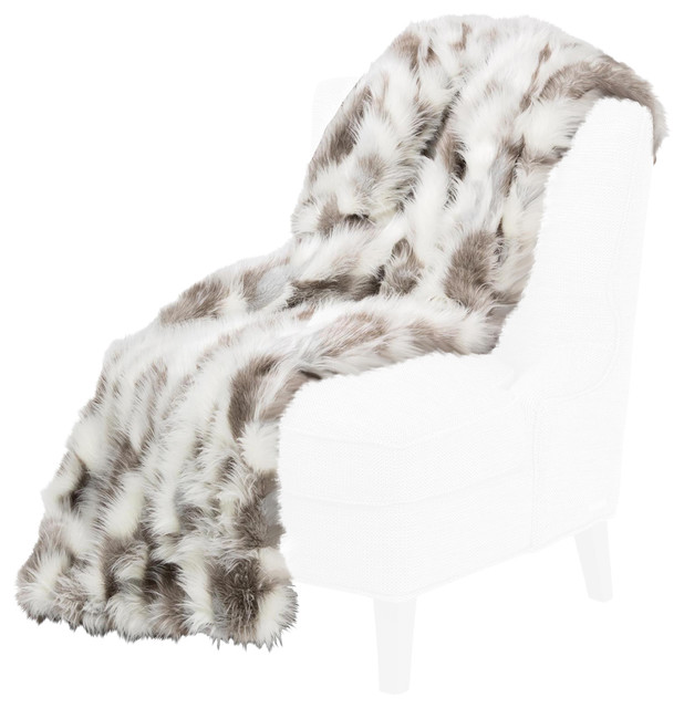 Bryant 56"x72" Faux Fur Throw, Gray Contemporary Throws by