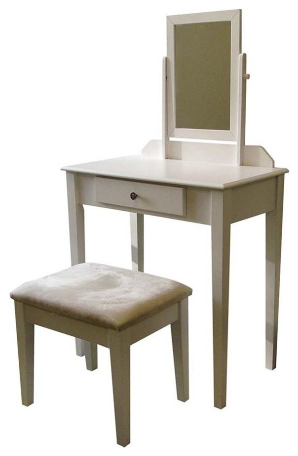 Country Make-Up Vanity Table Set w Mirror and