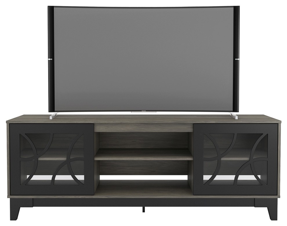 Nexera 402324 Venus TV Stand, 72", Bark Gray/Black Transitional